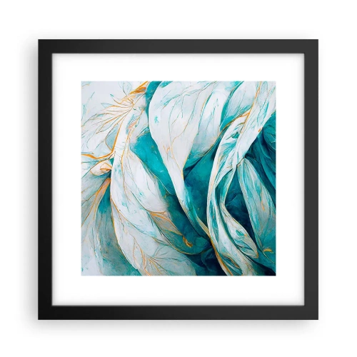 Poster in black frame - Blue Abstract with a Golden Motif - 30x30 cm