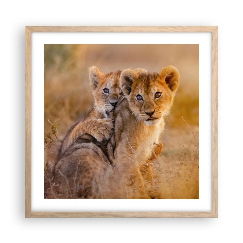 Poster in light oak frame - Do Not Disturb! We Are Playing - 50x50 cm