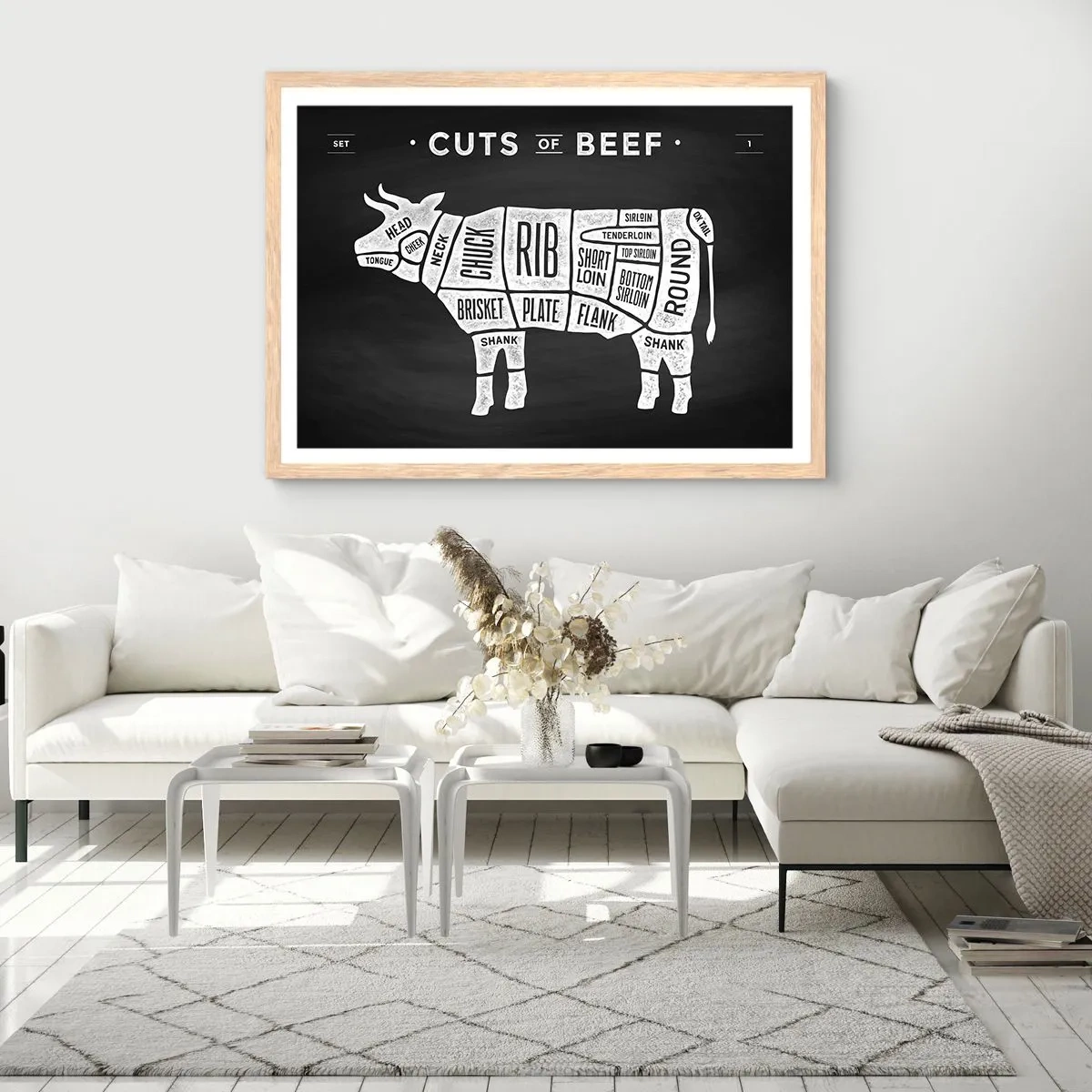Poster in light oak frame - Time for a Feast - 100x70 cm