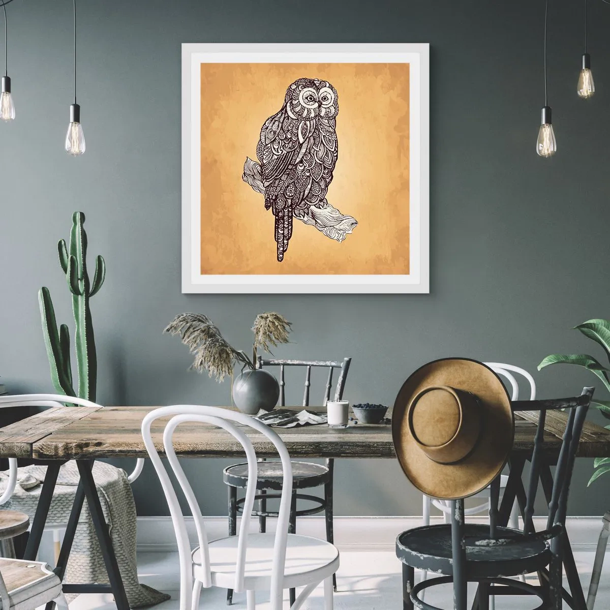 Poster in white frmae - Mysterious Ornaments of Wisdom - 40x40 cm