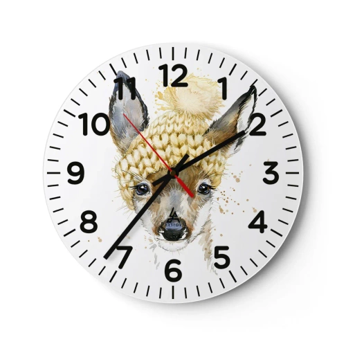 Wall clock - Clock on glass - For Winter in a Snowy Forest - 40x40 cm