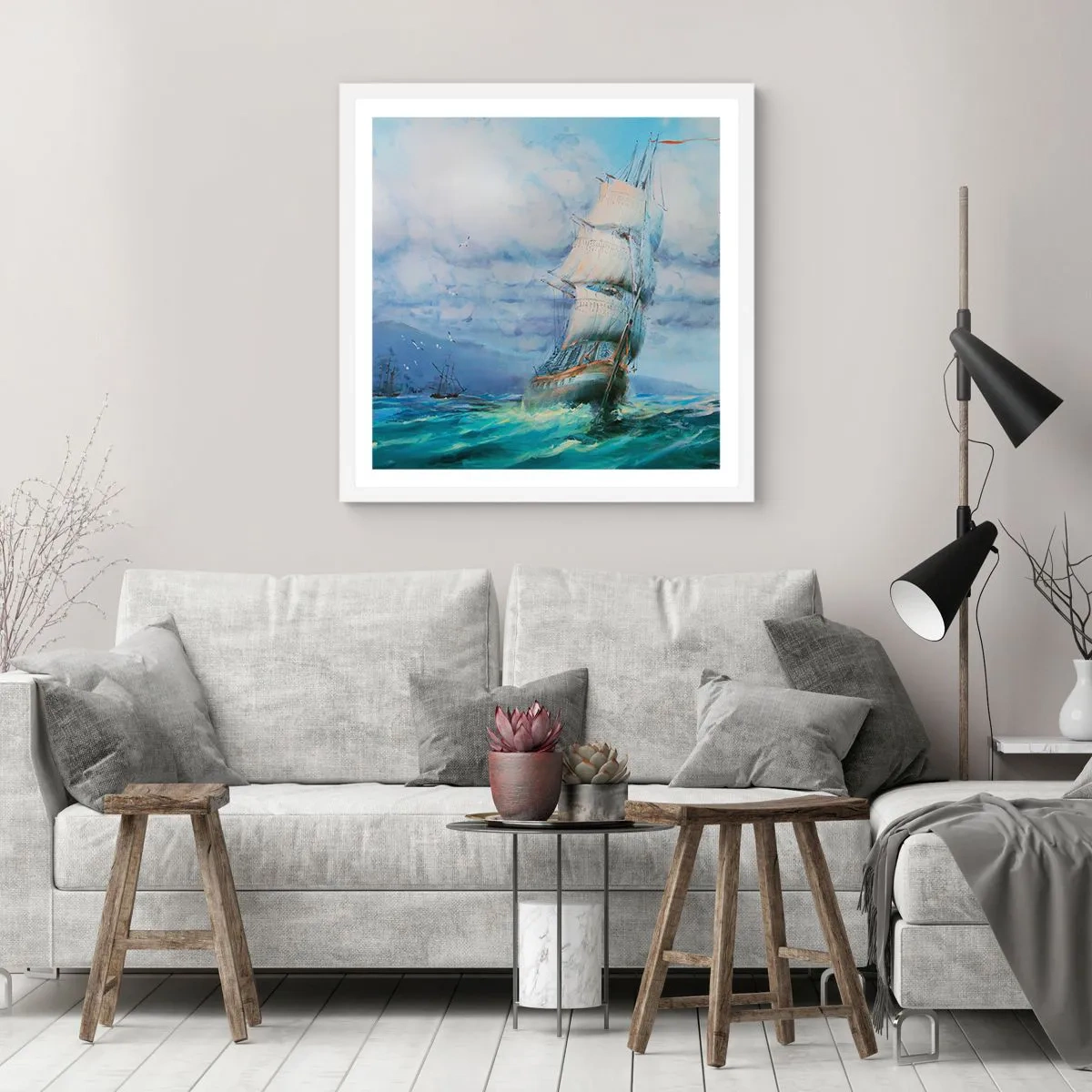 Poster in white frmae - Happy Winds - 50x50 cm