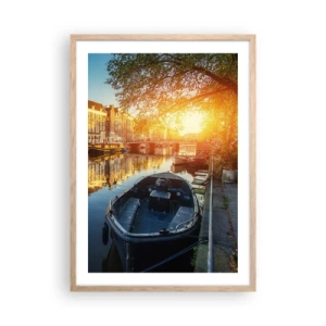 Poster in light oak frame - Morning in Amsterdam - 50x70 cm