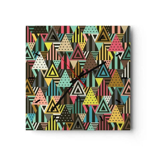 Wall clock - Clock on glass - In Rhythm on Three - 30x30 cm