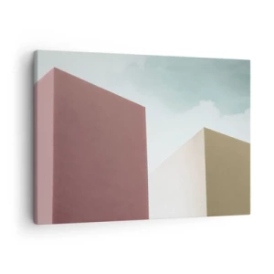 Canvas picture - Minimalist architecture with pastel blocks and sky - 70x50cm - Geometry of a Sunny summer - Modern wall decoration for the living room and bedroom ARTTOR