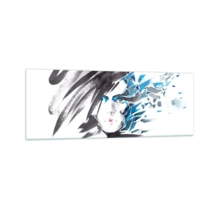Glass picture - Sensual Portrait in Grey and Blue - 140x50 cm