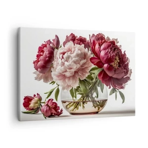 Canvas picture - A bouquet of peonies in shades of pink and red - 70x50cm - In Full Bloom of Beauty - Modern wall decoration for the living room and bedroom ARTTOR