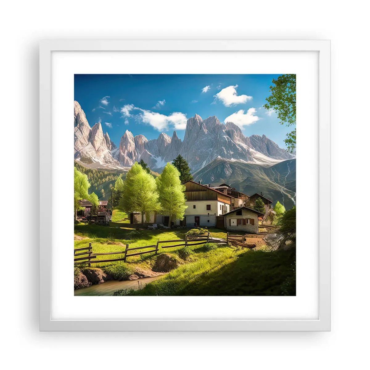 Poster in white frmae - Alpine Idyll - 40x40 cm