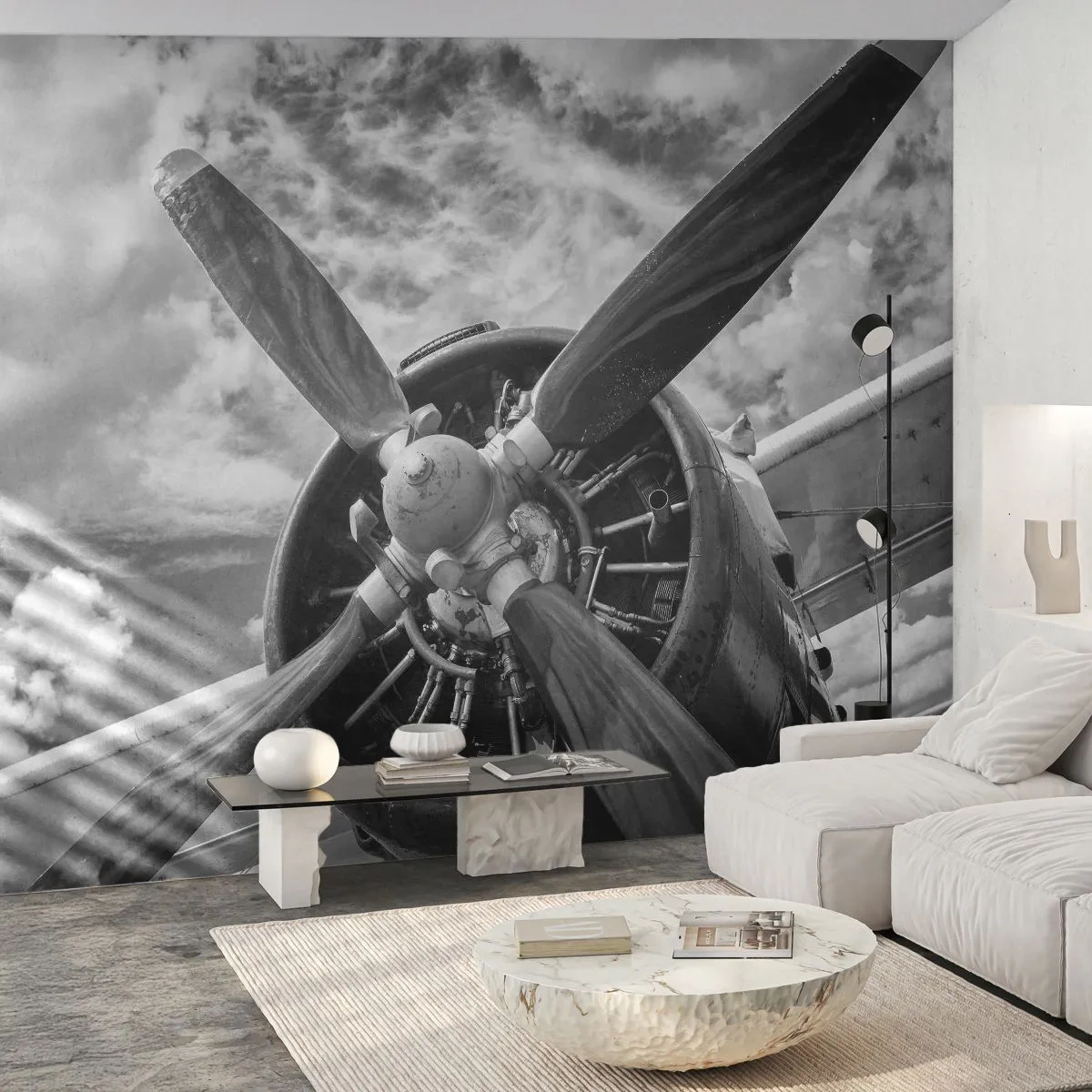 Self-Adhesive Photo Wallpaper Deluxe Sticker - Conquerer of the Skies - Plane, Airplane Propeller, Vintage - 150x105 cm