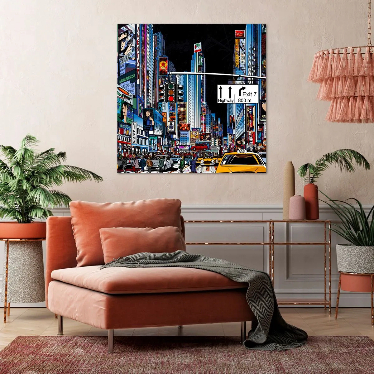Canvas picture - Comic Night in a Big City - 70x70 cm