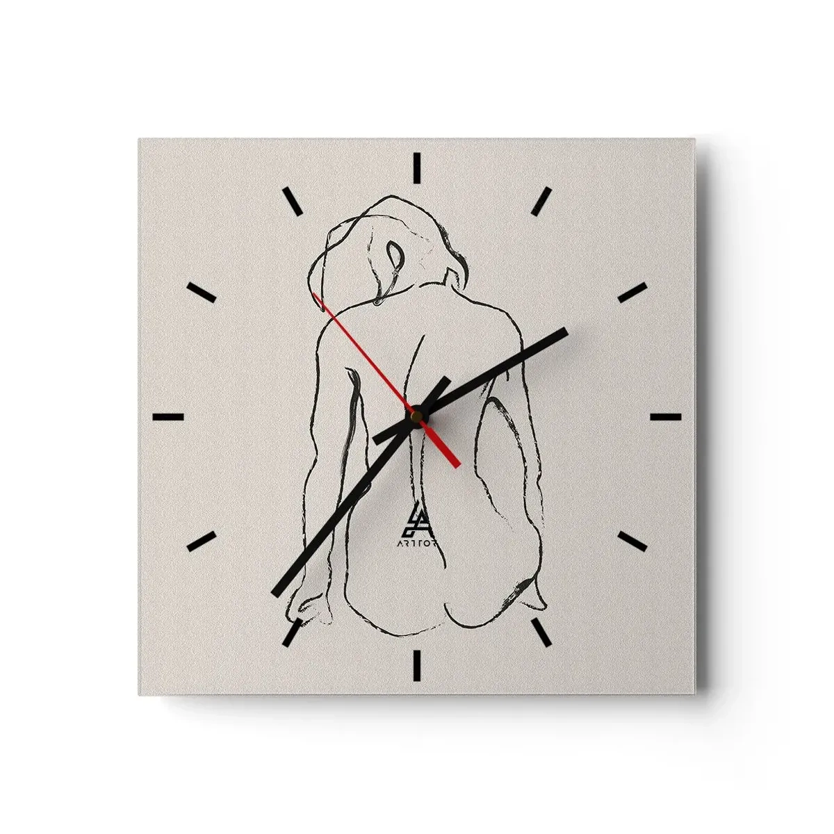 Wall clock - Clock on glass - Woman Nude - 40x40 cm