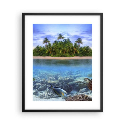 Poster in black frame - Heavenly Island Invites You - 40x50 cm
