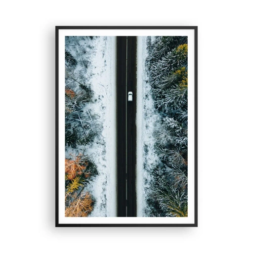 Poster in black frame - Through a Wintery Forest - 70x100 cm