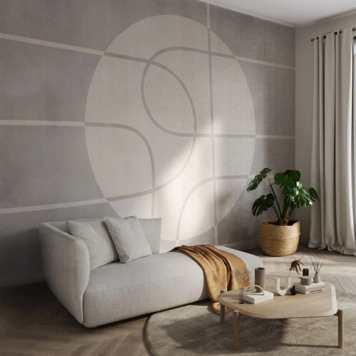 Photo Wallpaper Premium Sand - Circular and Straight - Bright, Minimalistic, Wheel - 150x105 cm
