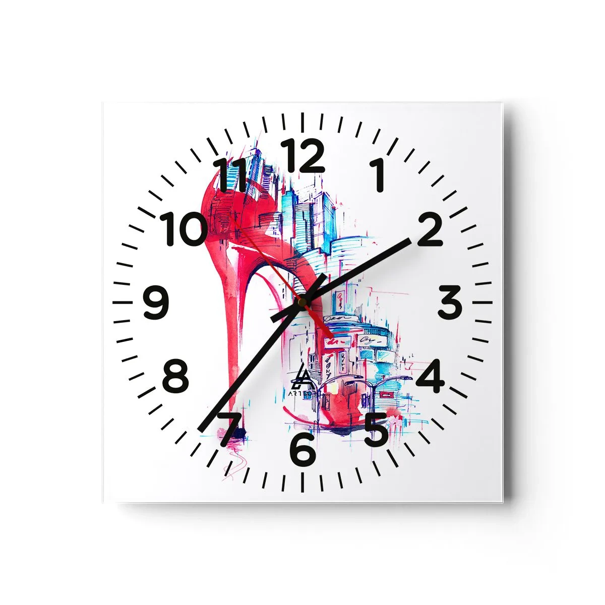 Wall clock - Clock on glass - Big City Elegance - 40x40 cm