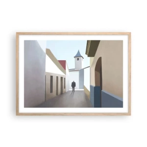 Poster in light oak frame - Sunny Walk - 70x50 cm