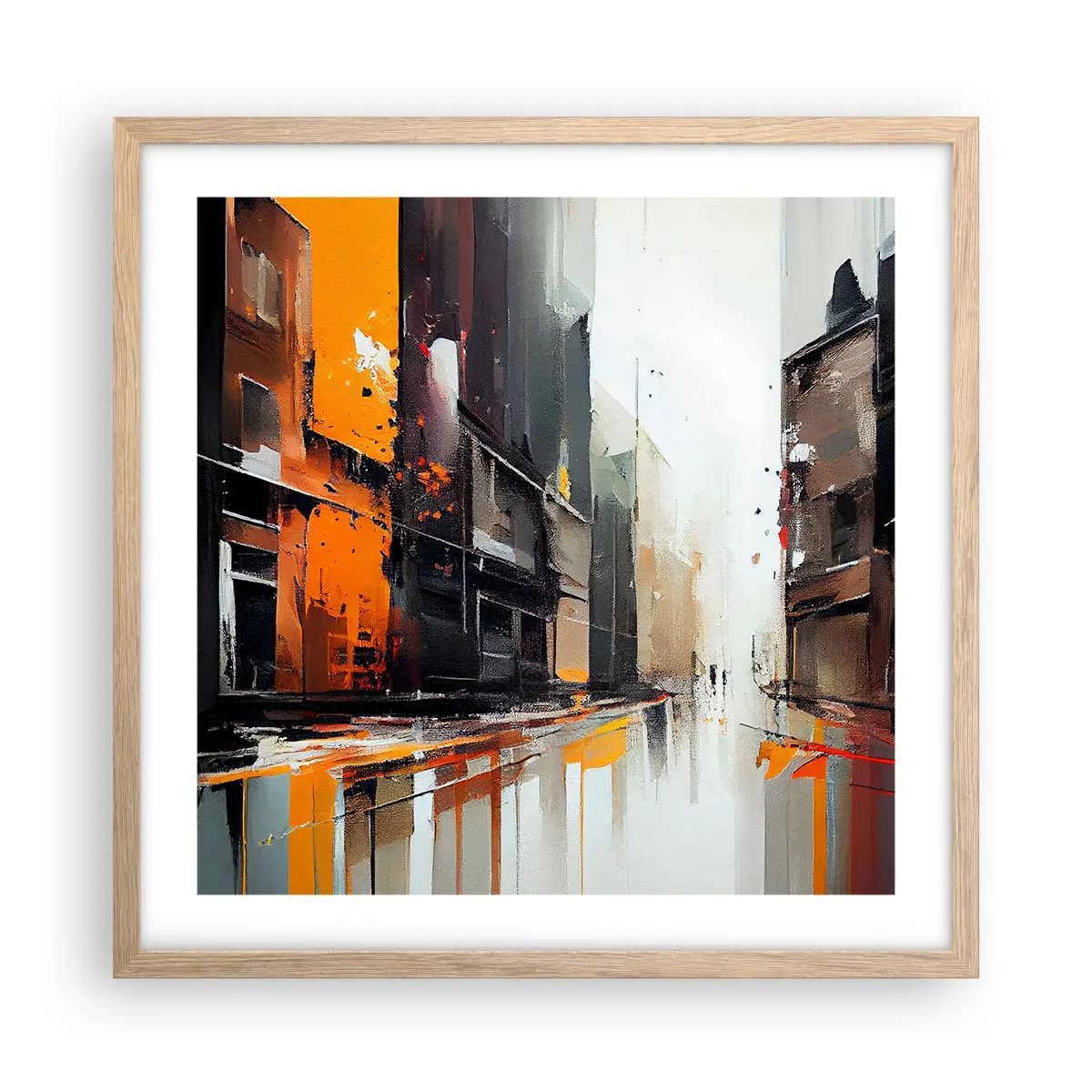 Poster in light oak frame - Rainy Day - 50x50 cm