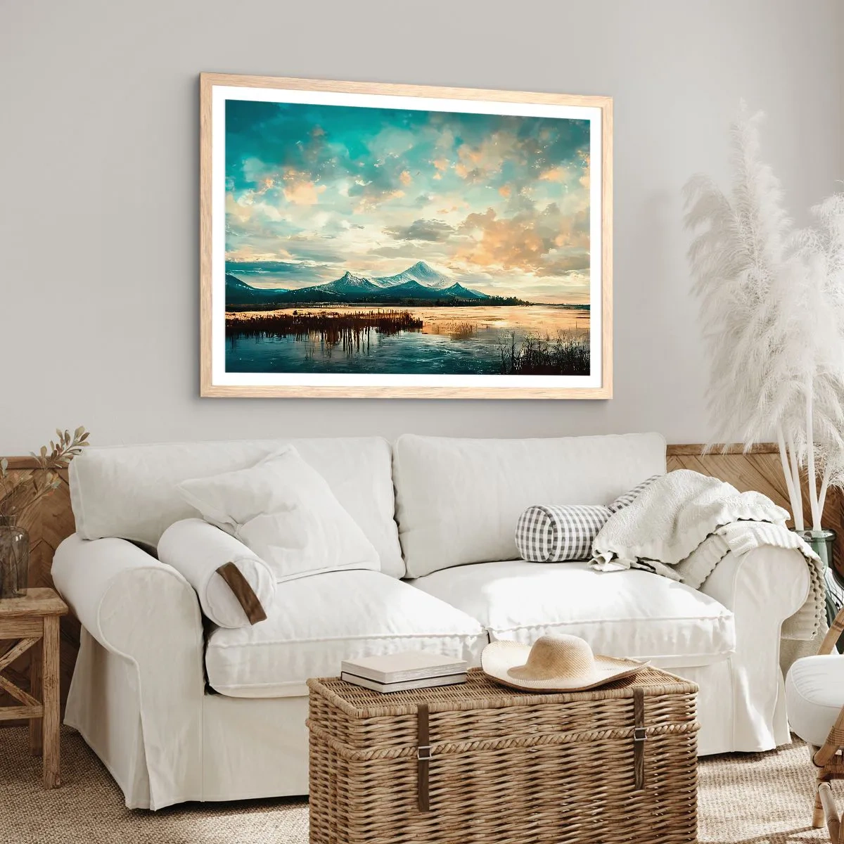 Poster in light oak frame - Under Heaven's Protection - 100x70 cm