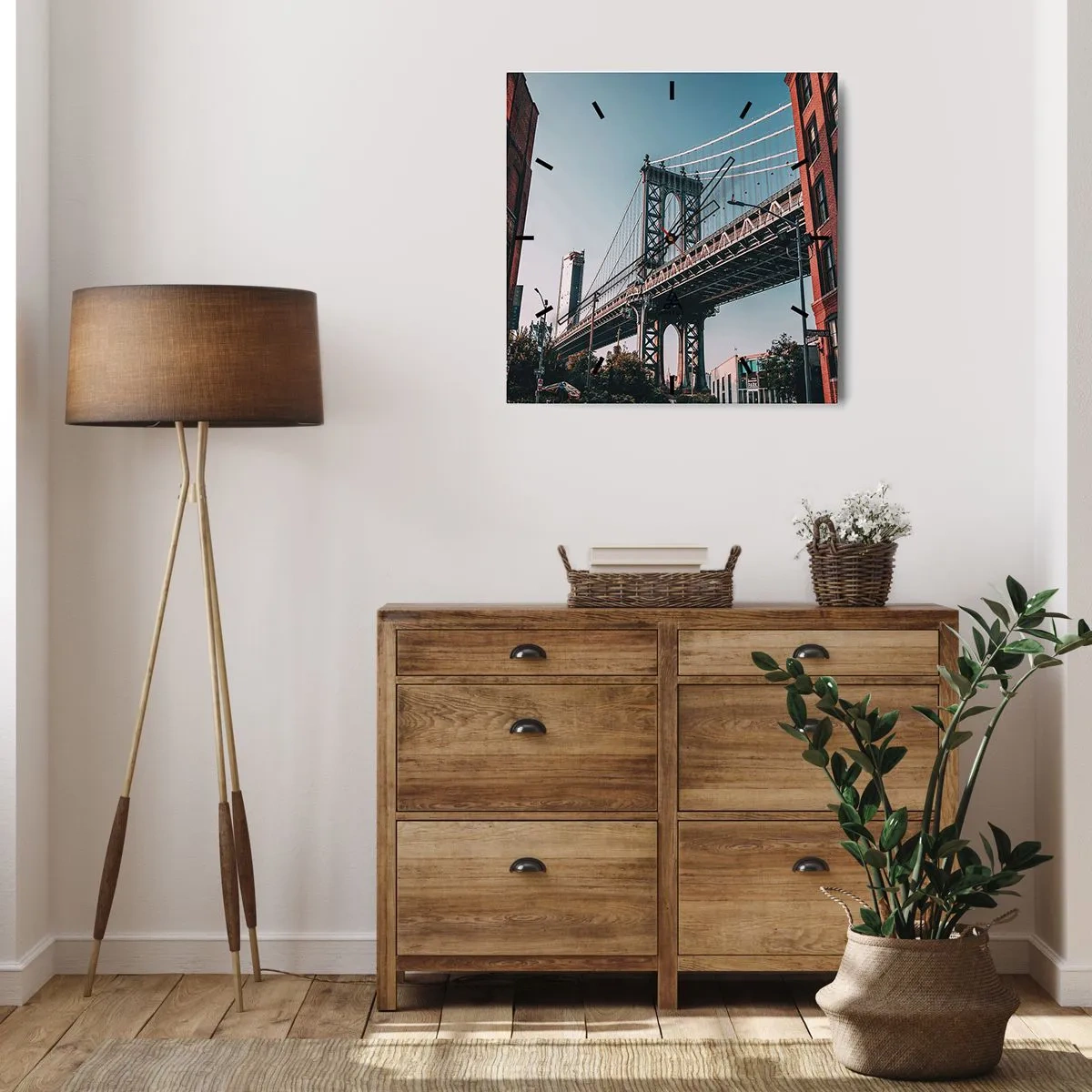 Wall clock - Clock on glass - Over the City Waves - 40x40 cm