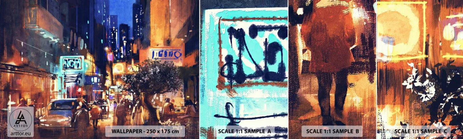 Photo Wallpaper Sample Standard Eco - City Doesn't Sleep - City, People, Architecture - 100x30 cm