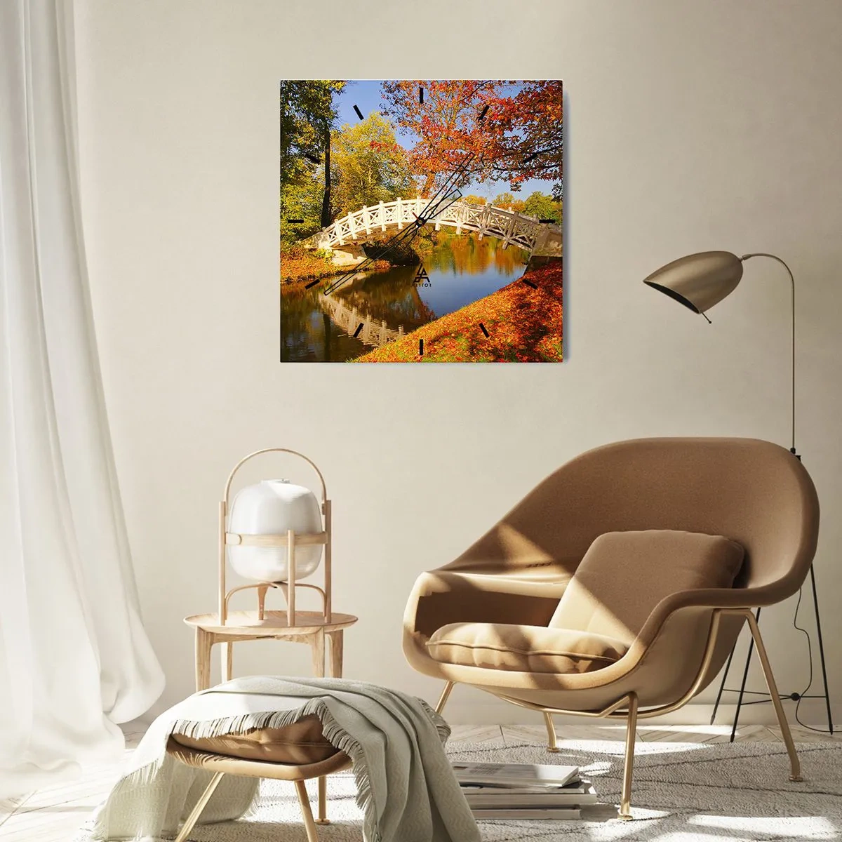 Wall clock - Clock on glass - On a White Bridge of Sighs - 30x30 cm