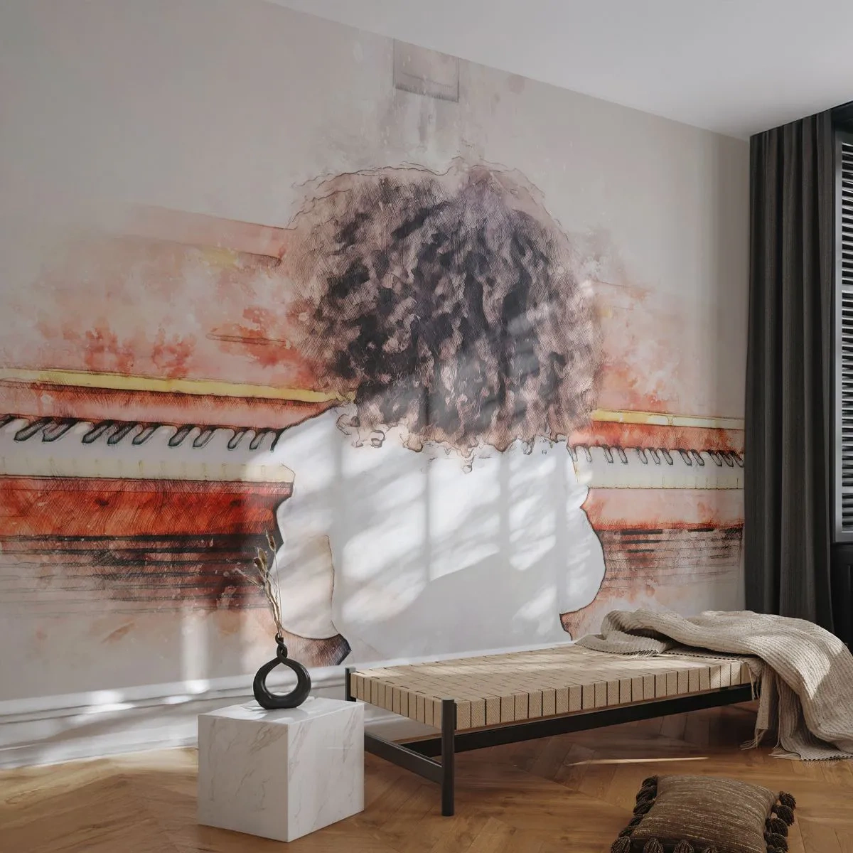 Custom Wallpaper Premium Canvas - In a New World - Piano, Music, Musician