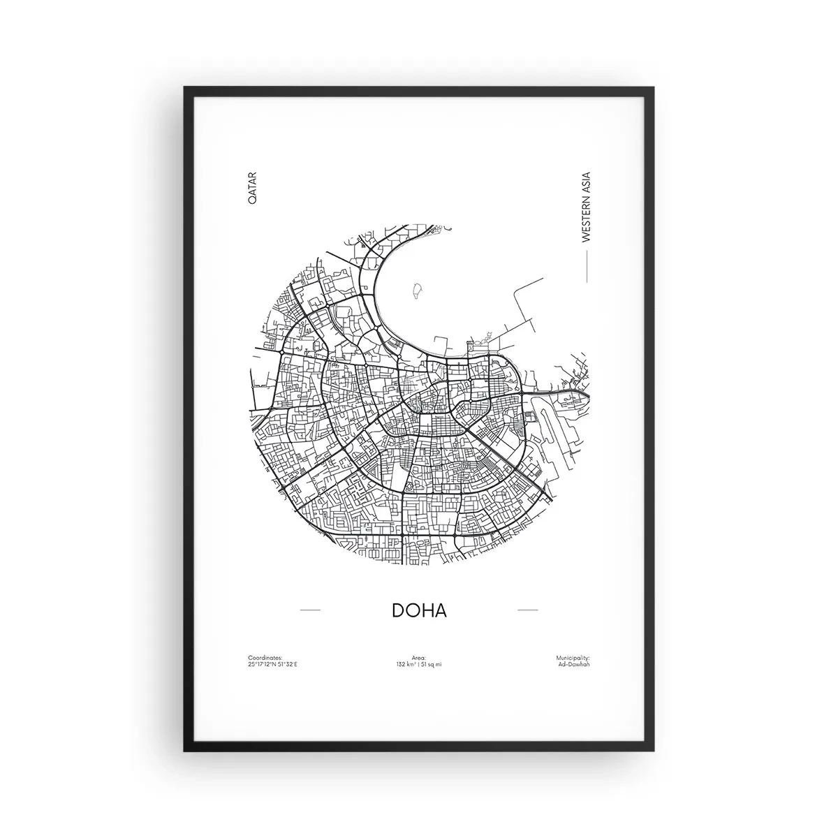 Poster in black frame - Anatomy of Doha - 70x100 cm