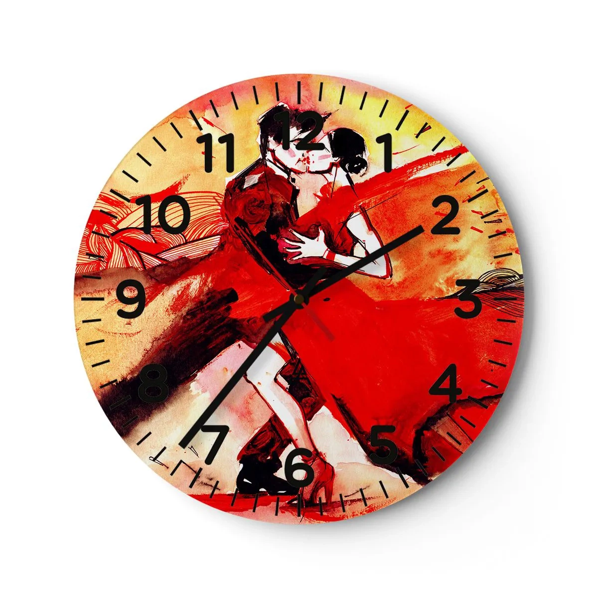 Wall clock - Clock on glass - Purple Rhythm of Passion - 40x40 cm