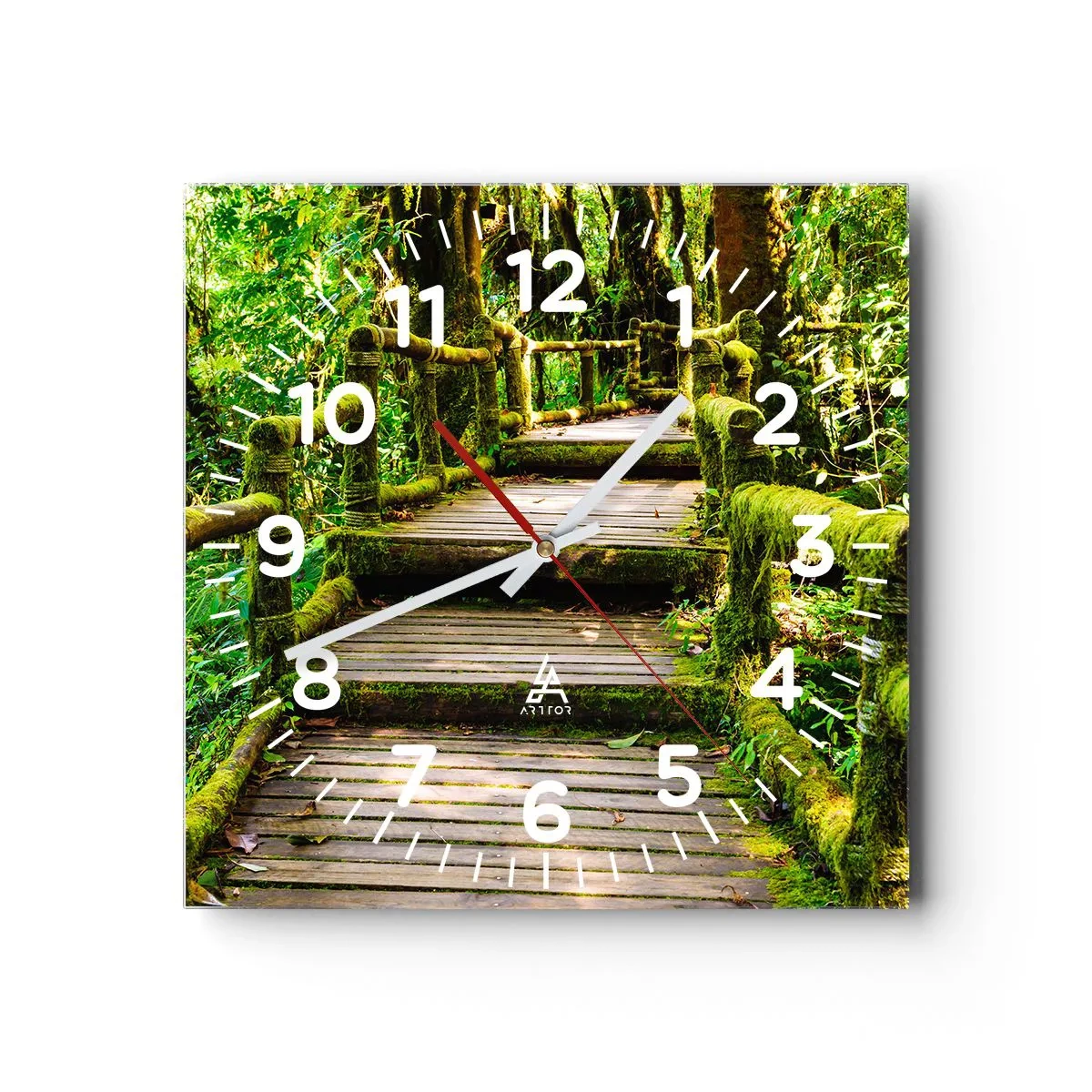 Wall clock - Clock on glass - Down the Green Path - 40x40 cm