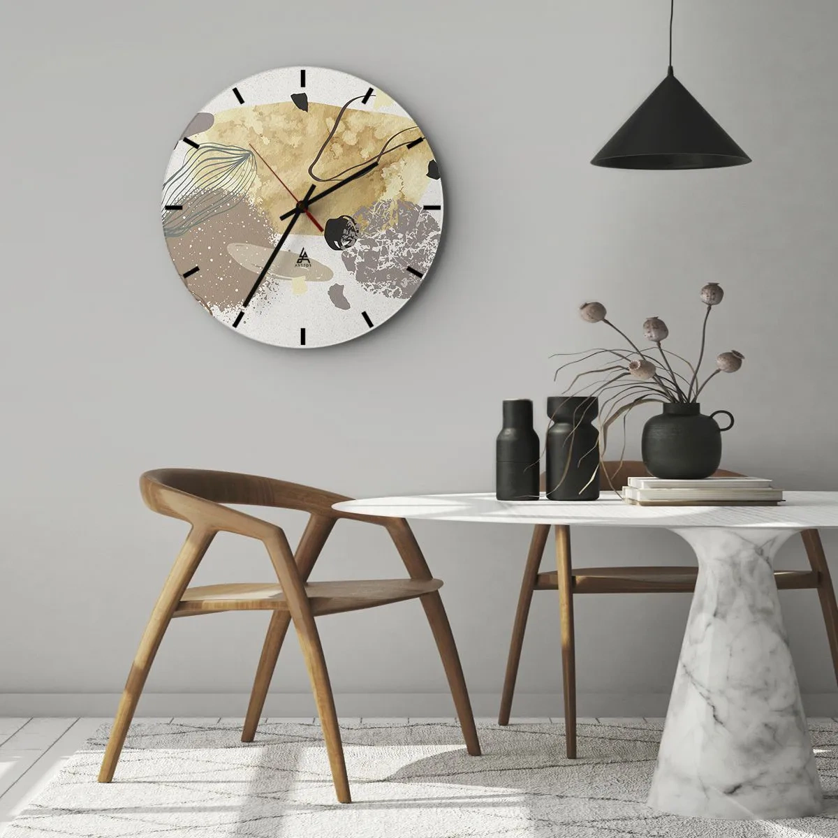 Wall clock - Clock on glass - Applied Splashing - 40x40 cm