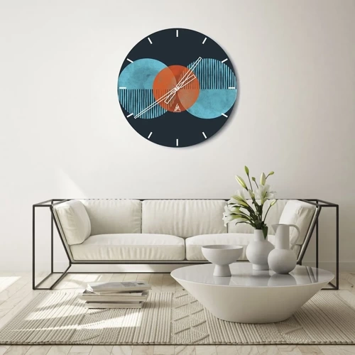 Wall clock - Clock on glass - Symmetrical Composition - 40x40 cm