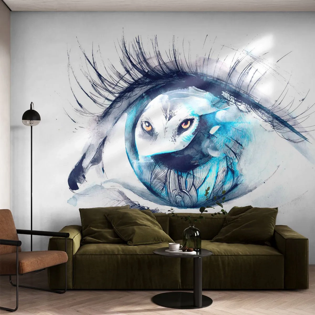 Photo Wallpaper Standard Eco - Eye to Eye with Wilderness - Abstraction, Eye, Owl - 300x210 cm