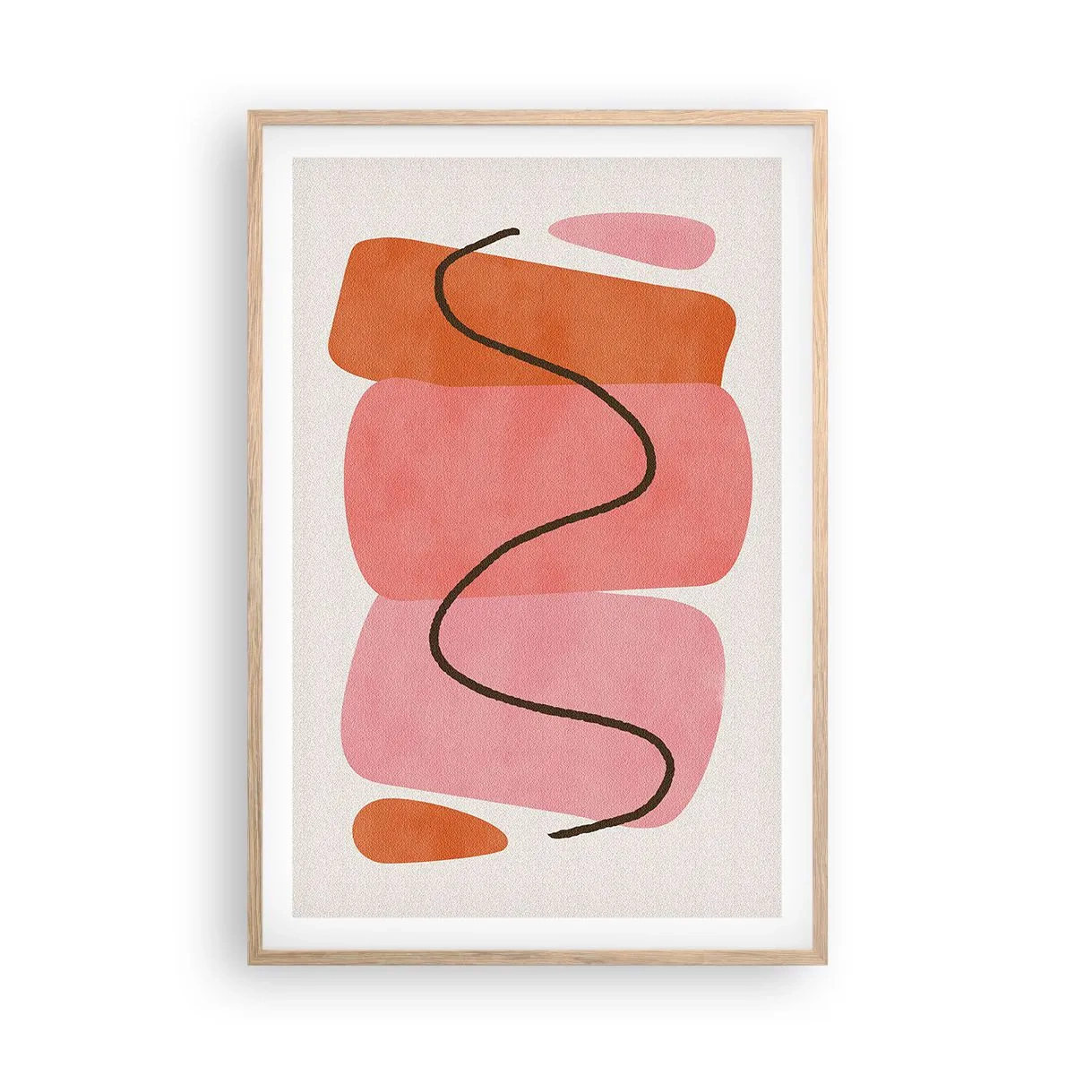 Poster in light oak frame - Gentle Movement of forms - 61x91 cm