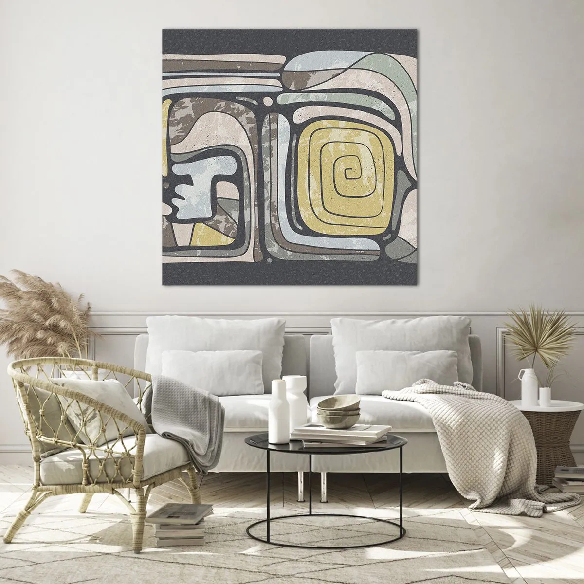 Glass picture - Abstract in Precolumbian Style - 40x40 cm