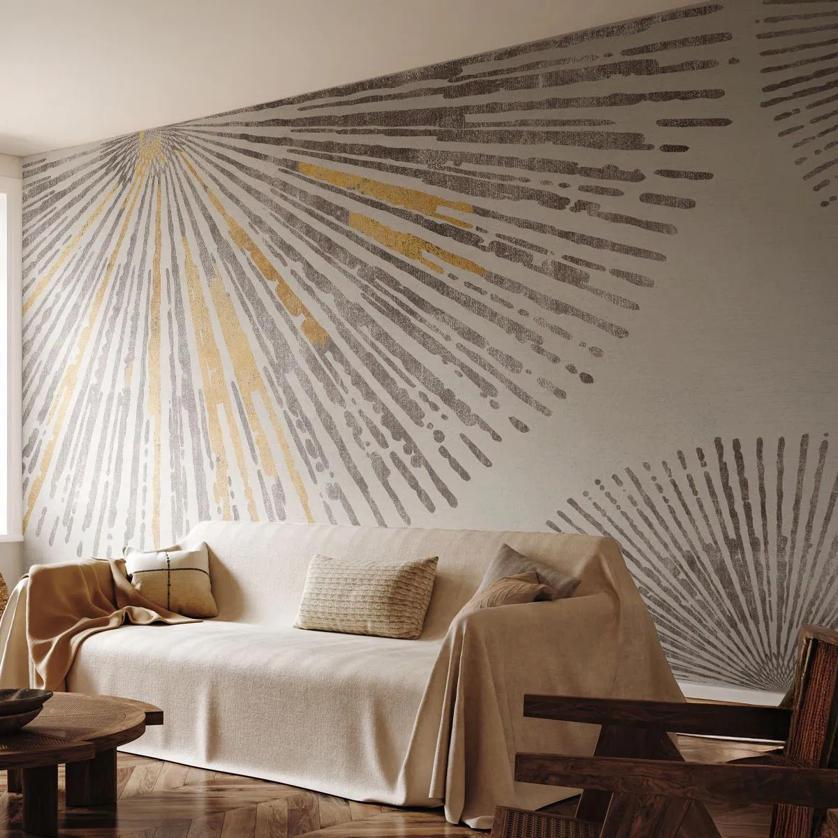 Photo Wallpaper Standard Eco - Beauty of a Ray - Minimalism, Bright, Lines - 200x140 cm