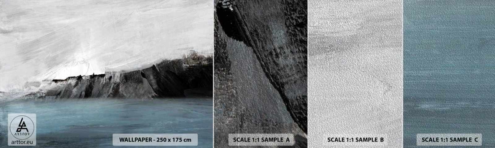 Photo Wallpaper Sample Premium Sand - Water-Earth: Clash of Elements - Coast, Landscape, Sea - 100x30 cm