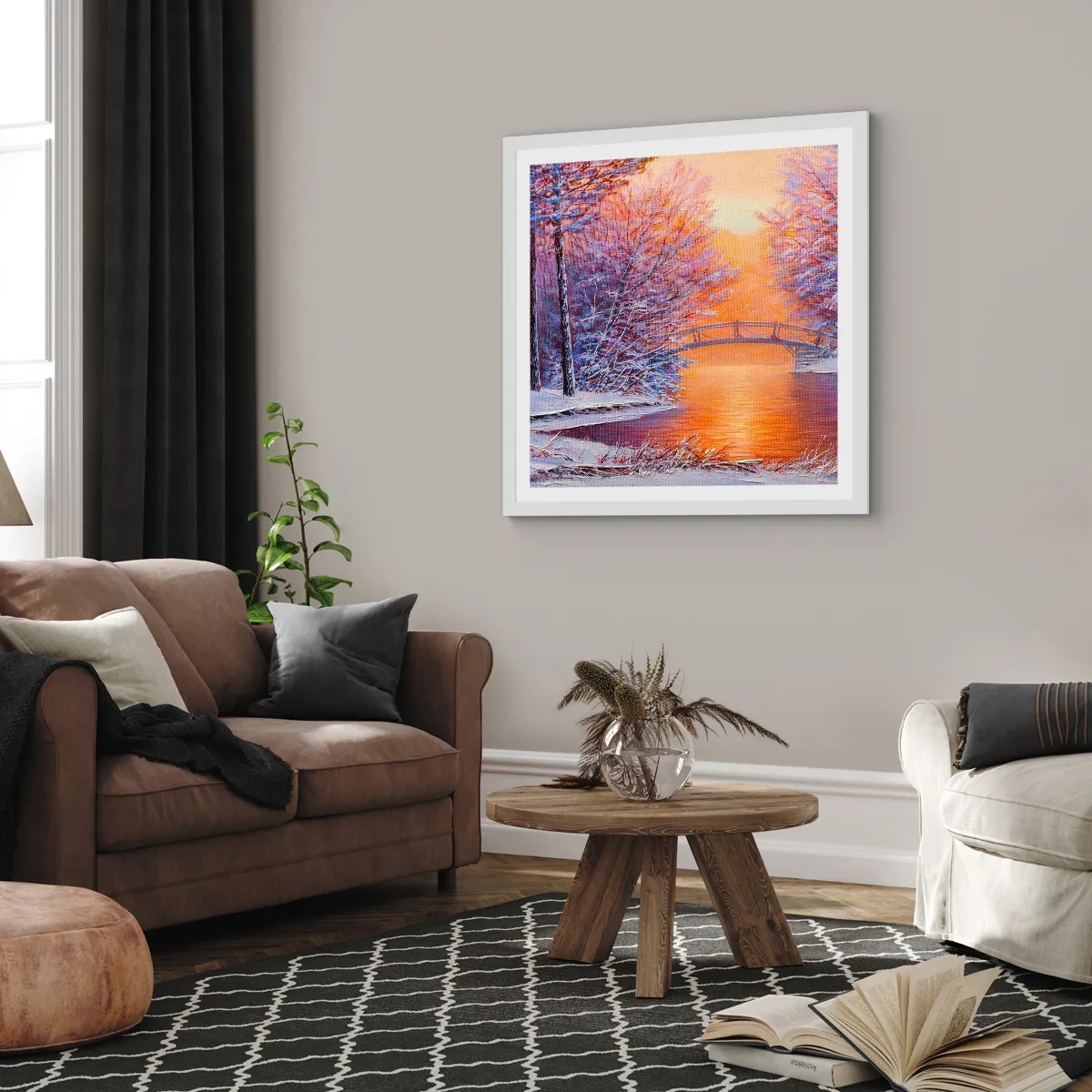 Poster in white frmae - Let's Meet Here - 40x40 cm