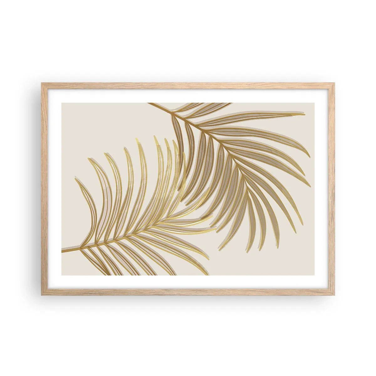 Poster in light oak frame - Golden Palm! - 70x50 cm