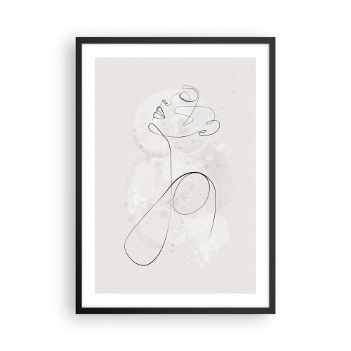 Poster in black frame - The contour line of the figure against the background of delicate pastel shapes - 50x70cm - Spiral of Beauty - Modern wall decoration for the living room and bedroom ARTTOR