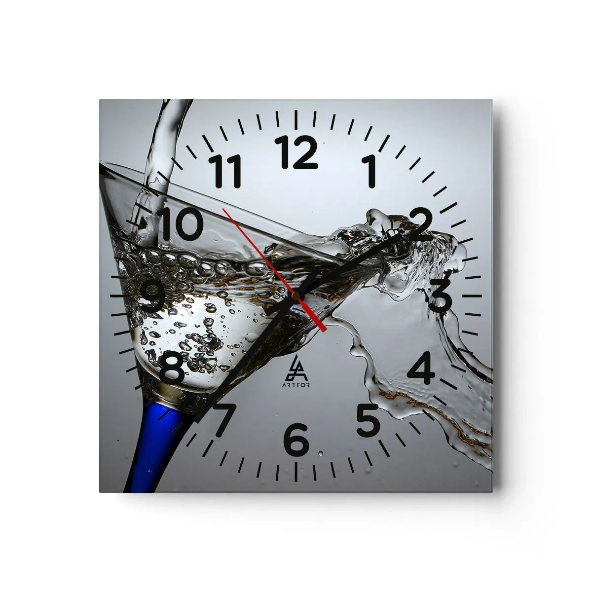Wall clock - Clock on glass - Crystal Clear Water in a Crystal Glass - 30x30 cm