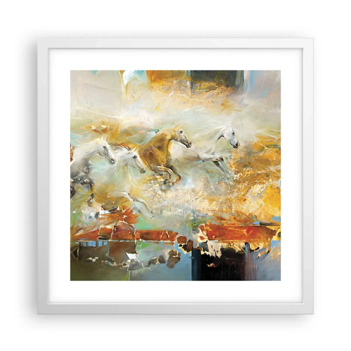 Poster in white frmae - Gallopping through the World - 40x40 cm