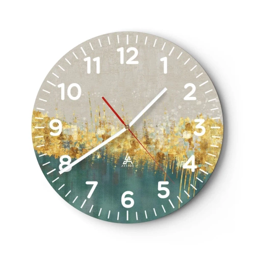 Wall clock - Clock on glass - Golden Border - 30x30 cm