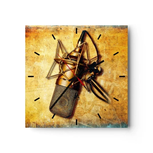 Wall clock - Clock on glass - Golden Years of the Radio - 30x30 cm