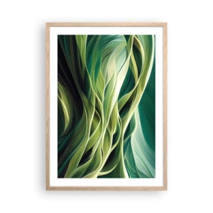 Poster in light oak frame - Abstract Playing Green - 50x70 cm