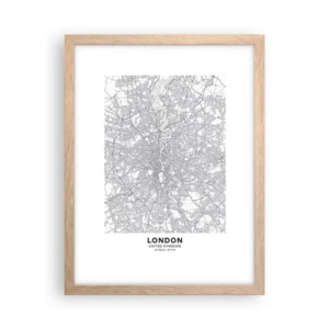 Poster in light oak frame - Map of London Maze - 30x40 cm