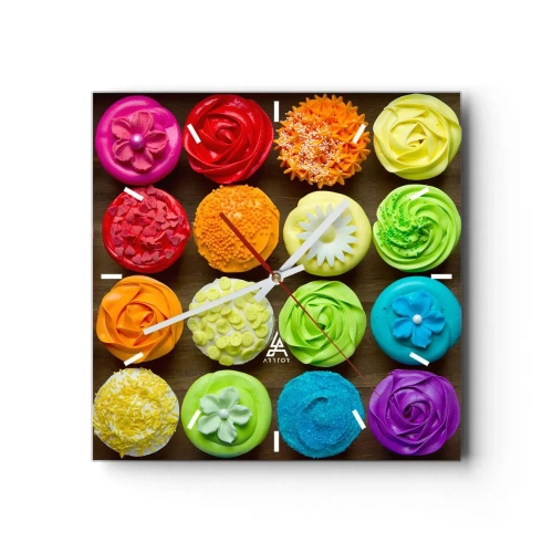 Wall clock - Clock on glass - All Different - All Delicious - 40x40 cm