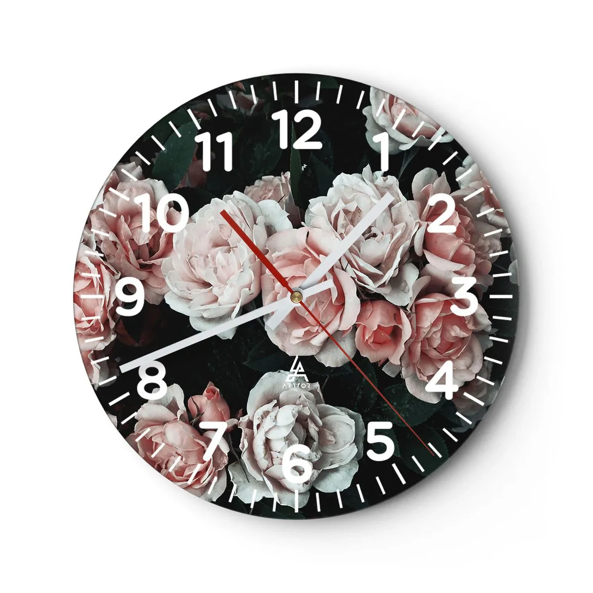 Wall clock - Clock on glass - Rose Ensemble - 30x30 cm