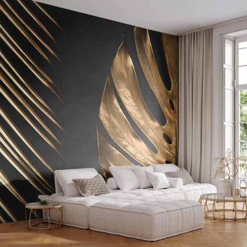 Photo Wallpaper Premium Sand - Different but Equally Exepnsive - Palm Leaf, Monstera leaf, Abstraction - 100x70 cm