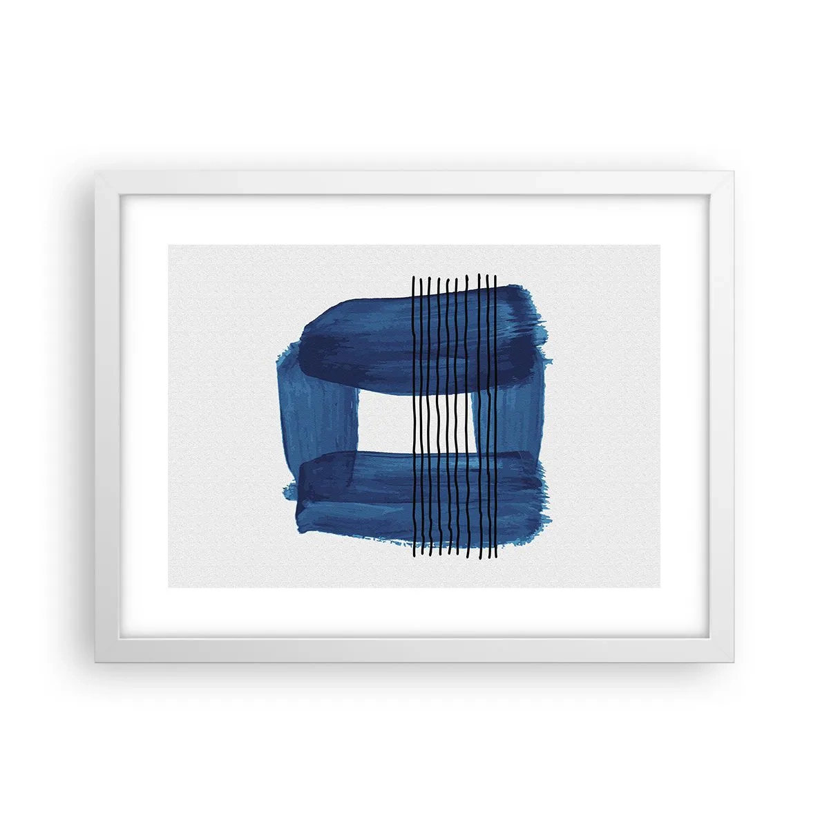 Poster in white frmae - Blue and Black Composition - 40x30 cm