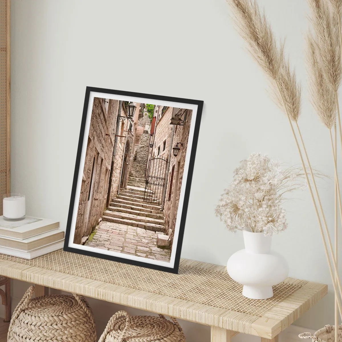 Poster in black frame - Magical Old Alley - 61x91 cm